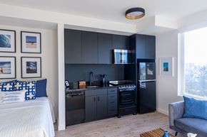 Portland apartment for rent - Living With Kitchen at Nomad Apartments, Portland, OR, 97217