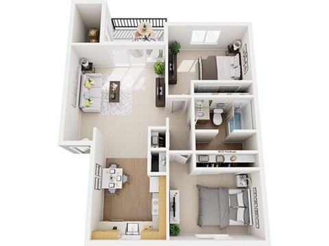 Floor plan for 2 beds, 1 bath, 845 sqft
