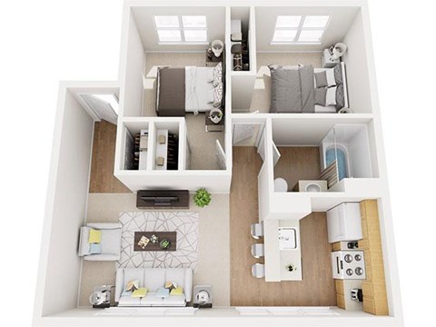 Floor plan for 2 beds, 1 bath, 800 sqft