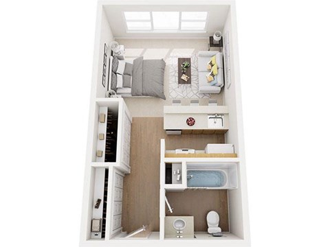 Floor plan for studio, 1 bath, 425 sqft