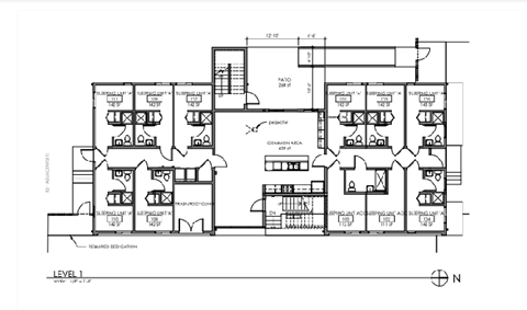 Floor plan for 1 bed, 1 bath, 243 sqft