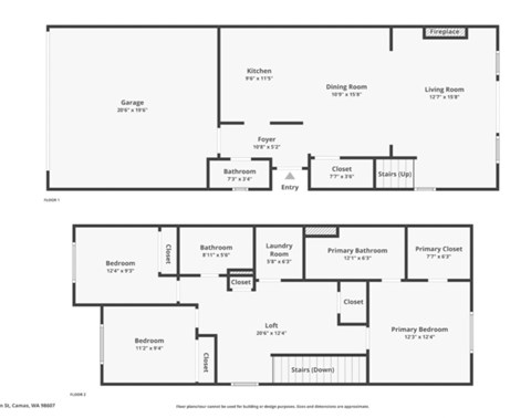 Floor plan for 3 beds, 2.5 baths, 1553 sqft
