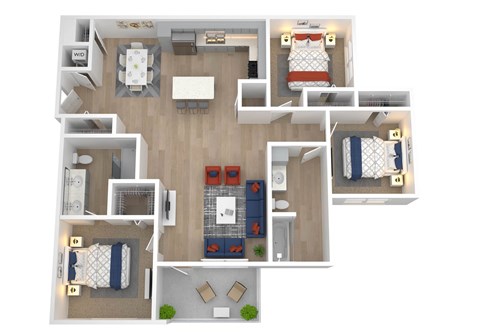 Floor plan for 3 beds, 2 baths, 1158 sqft