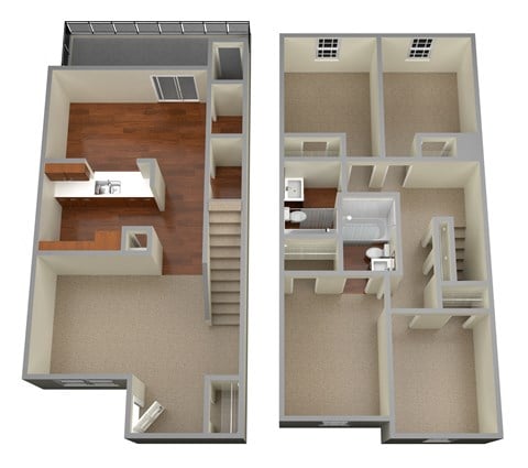 Floor plan for 4 beds, 2 baths, 1358 sqft