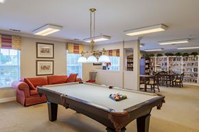 Manassas Park apartment for rent - A pool table is in the middle of a room with a couch and a chair.