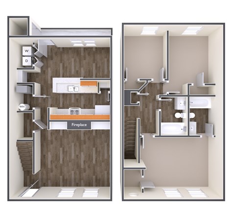 Floor plan for 3 beds, 2 baths, 1371 sqft