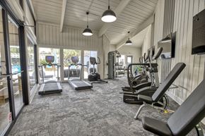 North Charleston apartment for rent - spacious fitness center with treadmills and other exercise equipment at Dwell at Greenridge, North Charleston, 29406