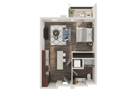 Floor plan for studio, 1 bath, 510 sqft