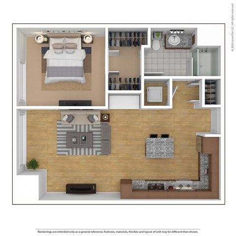 Floor plan for 1 bed, 1 bath, 706 sqft