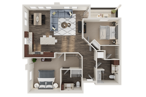 Floor plan for 2 beds, 2 baths, 1146 sqft