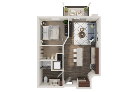 Floor plan for studio, 1 bath, 540 sqft