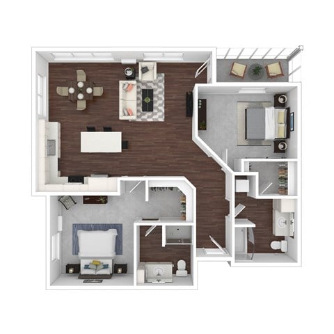 Floor plan for 2 beds, 2 baths, 1146 sqft
