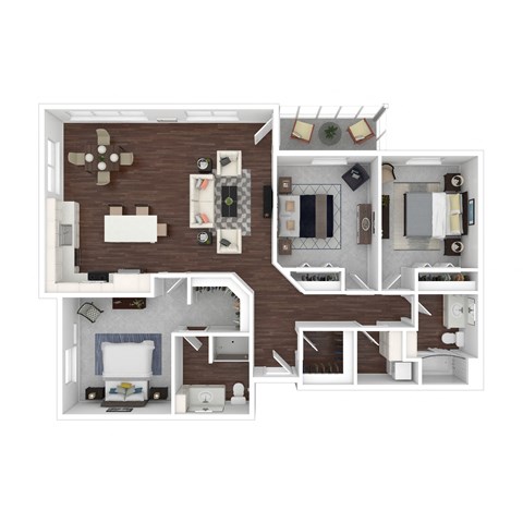 Floor plan for 3 beds, 2 baths, 1410 sqft