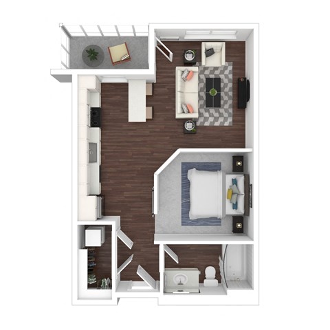 Floor plan for studio, 1 bath, 570 sqft