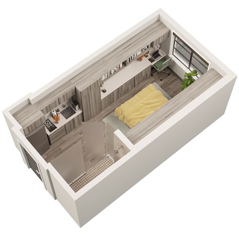 Floor plan for studio, 1 bath, 262 sqft