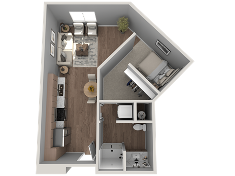 Floor plan for studio, 1 bath, 575 sqft