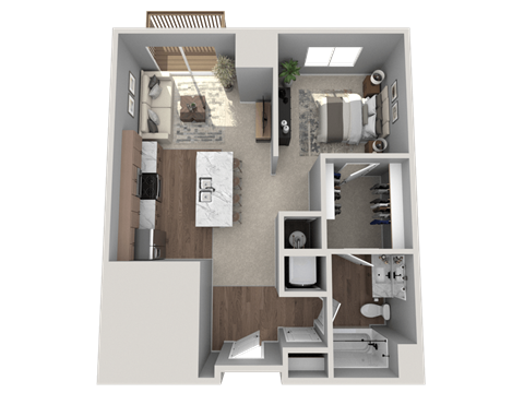 Floor plan for studio, 1 bath, 649 sqft
