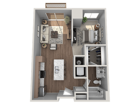 Floor plan for studio, 1 bath, 660 sqft