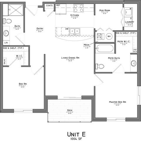 Floor plan for 2 beds, 2 baths, 1004 sqft
