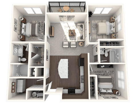 Floor plan for 3 beds, 2 baths, 1121 sqft