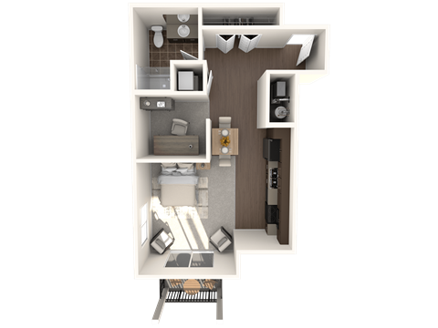 Floor plan for studio, 1 bath, 581 sqft