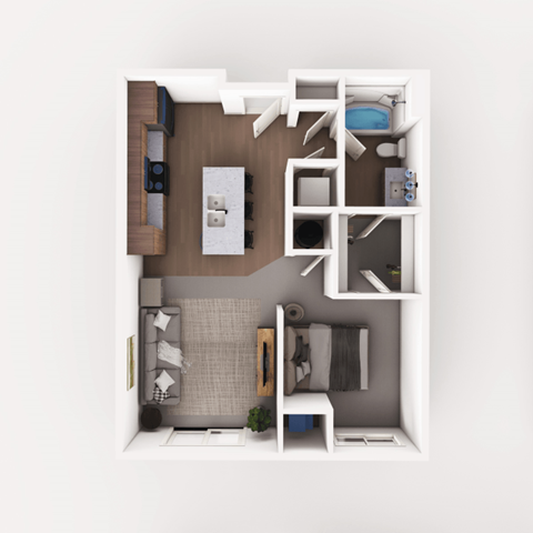 Floor plan for studio, 1 bath, 660 sqft