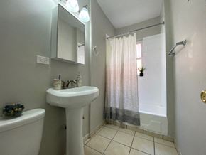 Chicago apartment for rent - Bright bathroom with tub