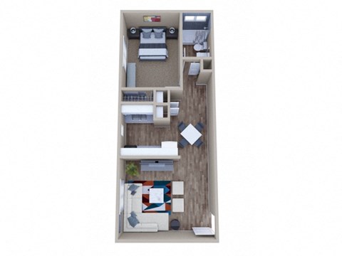 Floor plan for 1 bed, 1 bath, 575 sqft