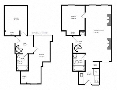Floor plan for 3 beds, 2 baths, 1100 sqft