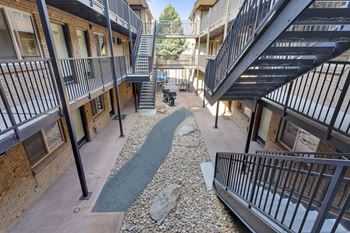 Bike racks in the interior courtyard