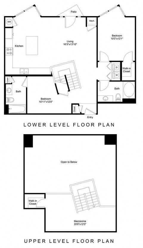 Floor plan for 2 beds, 2 baths, 1346 sqft