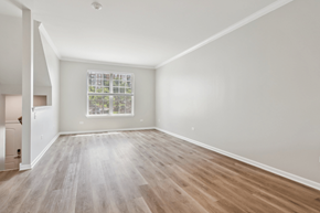 Downers Grove apartment for rent - Davey Two Bedroom Townhome - large living room with rich wood flooring