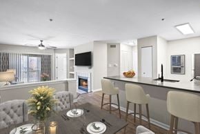 Laurel apartment for rent - Modern kitchen with breakfast bar at The Crossings at Russett in Laurel, MD