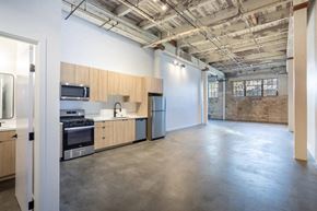 Los Angeles apartment for rent - an empty kitchen and living room in a loft