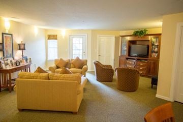 Virginia Beach apartment for rent - A living room with a yellow couch and a television.