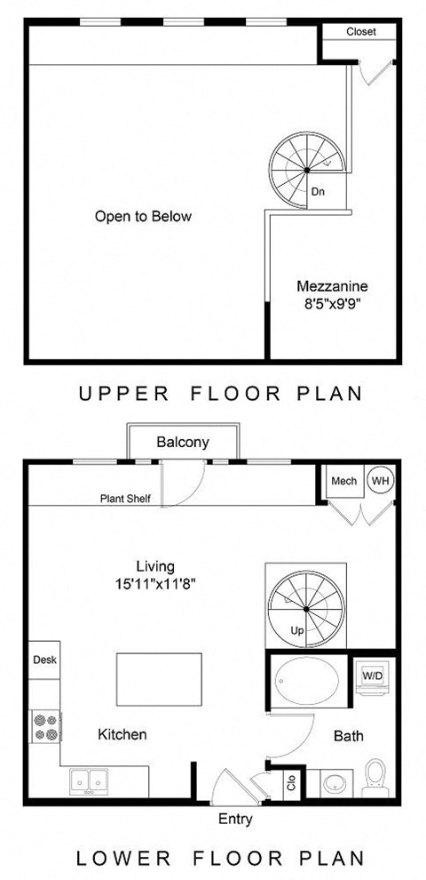 Floor plan for studio, 1 bath, 708 sqft