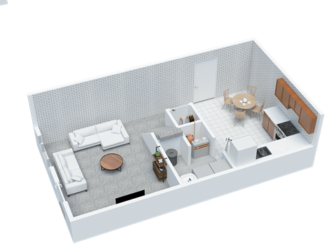 Floor plan for 2 beds, 1 bath, 787 sqft