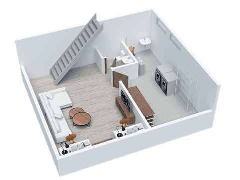 Floor plan for 2 beds, 1.5 baths, 1165 sqft