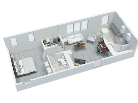 Floor plan for 1 bed, 1 bath, 547 sqft