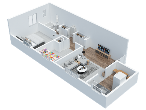 Floor plan for 2 beds, 1 bath, 548 sqft