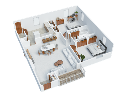 Floor plan for 2 beds, 1.5 baths, 1112 sqft