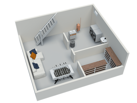Floor plan for 2 beds, 1 bath, 874 sqft