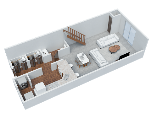 Floor plan for 2 beds, 1.5 baths, 1080 sqft