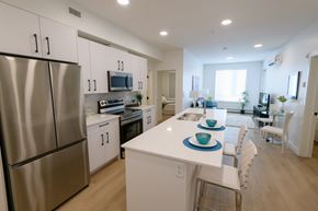 Calgary apartment for rent - Spacious Douglas Place apartment kitchen with modern cabinetry and full-size appliances