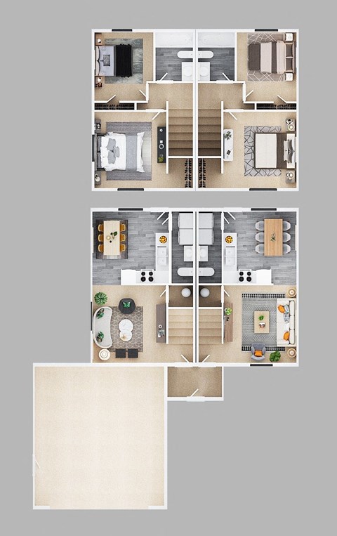 Floor plan for 2 beds, 2 baths, 816 sqft