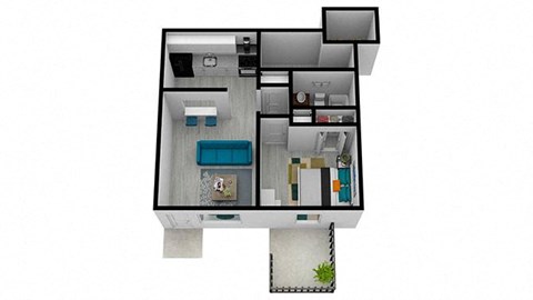 Floor plan for 1 bed, 1 bath, 576 sqft