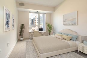 Brooklyn Center apartment for rent - a bedroom with a bed and a window at Sonder House, Brooklyn Center, Minnesota