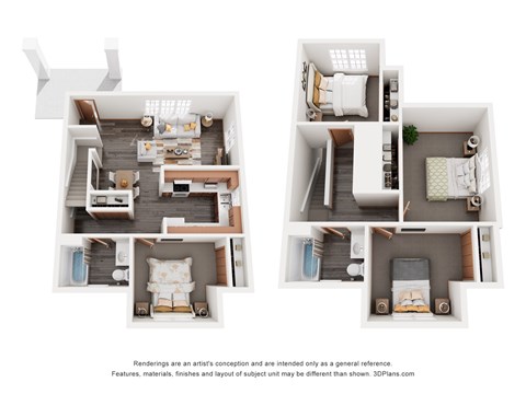 Floor plan for 4 beds, 2 baths, 1545 sqft