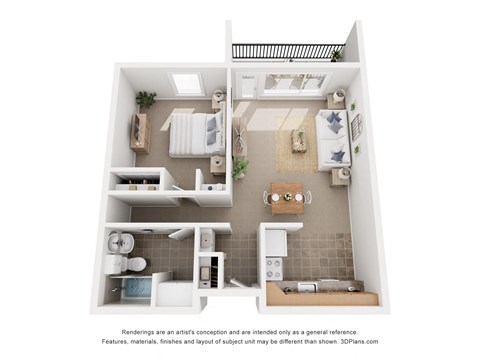 Floor plan for 1 bed, 1 bath, 702 sqft