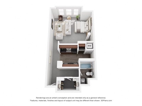 Floor plan for studio, 1 bath, 720 sqft
